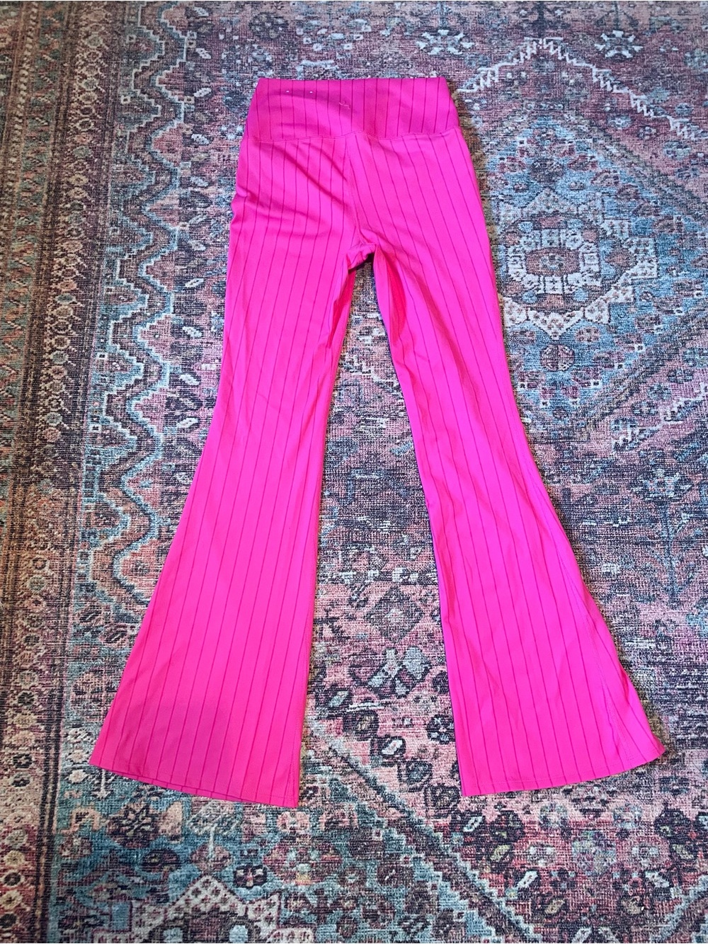 JoyLab Hot Pink Pinstriped Flare Leggings - Picture 3 of 8